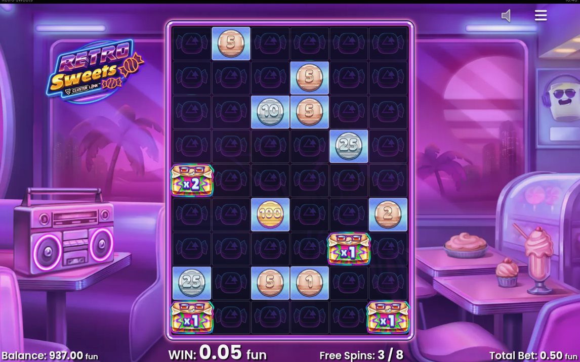 Free Spins Feature in progress on the 6x9 grid