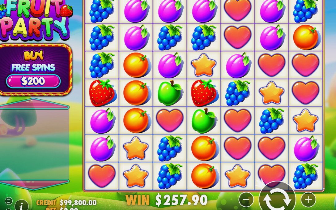 Winning cluster of matching symbols before Tumble refills the grid